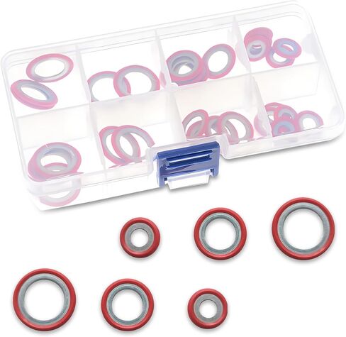 30 قطعة من مجموعة تصنيف حشية ضاغط تكييف الهواء للسيارة، صندوق تخزين شفاف، 6 مواصفات، حشوات ختم مضخة التبريد مقاومة لدرجات الحرارة العالية (أسود) in Kuwait