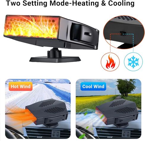 سخان سيارة، سخان سيارة محمول 12 فولت 200 وات ومزيل الصقيع، مزيل ضباب الزجاج الأمامي للسيارة ومزيل الصقيع، سخان السيارة الذي يتم توصيله بولاعة السجائر، 2 في 1 مروحة تسخين وتبريد سريعة لجميع السيارات in Kuwait