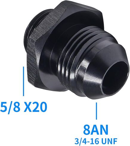 Fitting Adapter 6AN Male Flare to 5/8-20 Male Thread with Sealing Washer, Used for Carb Carburetor Fuel Inlet, T6061 Aluminum, Black Anodized in Saudi Arabia