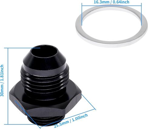 Fitting Adapter 6AN Male Flare to 5/8-20 Male Thread with Sealing Washer, Used for Carb Carburetor Fuel Inlet, T6061 Aluminum, Black Anodized in Saudi Arabia