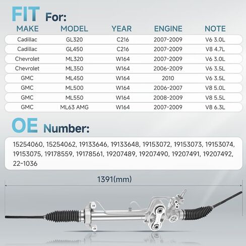 Power Steering Rack and Pinion Assembly Fit for Chevy Silverado 1500 Sierra 1500 07-14 | Fit for Cadillac Escalade 2007-2014 Fit for GMC Savana 1500 2007-2013, OE Number: 15254060 in Saudi Arabia