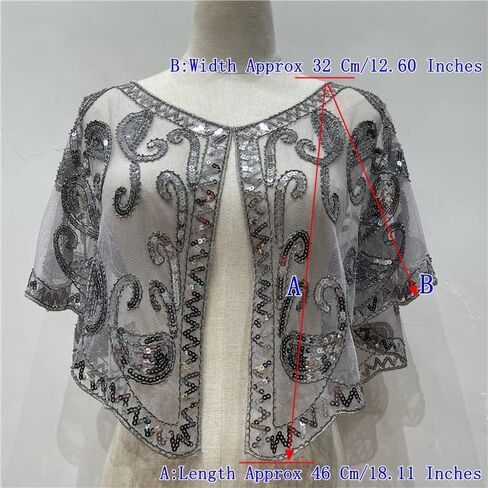 Shawls With Sequins Beads, Blue Gold Flapper Shawl For Women, Blue Gold Shawls And Wraps For Evening Dresses, Evening Shawl Wrap, 1920s Shawl, Wedding Shawl, Shawls Sleeve For Wedding. (Blue Gold) in Saudi Arabia