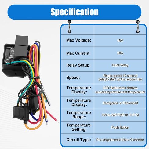 وحدة تحكم في مراوح الرادياتير الرقمية، 12 فولت و24 فولت نطاق درجة حرارة قابل للتعديل مجموعة مفاتيح مروحة حرارية كهربائية رقمية متوافقة مع ديفيز كريج 0444 in Kuwait