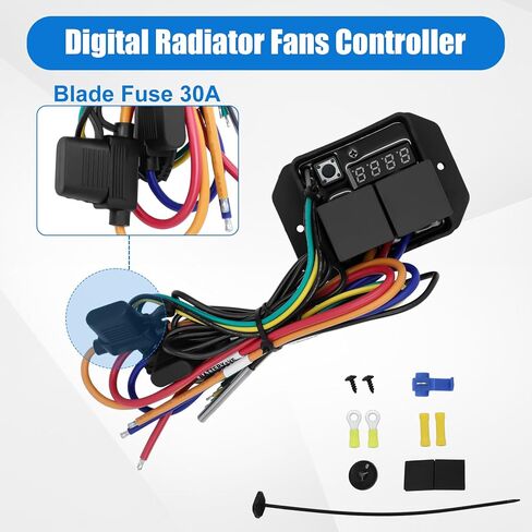 وحدة تحكم في مراوح الرادياتير الرقمية، 12 فولت و24 فولت نطاق درجة حرارة قابل للتعديل مجموعة مفاتيح مروحة حرارية كهربائية رقمية متوافقة مع ديفيز كريج 0444 in Kuwait