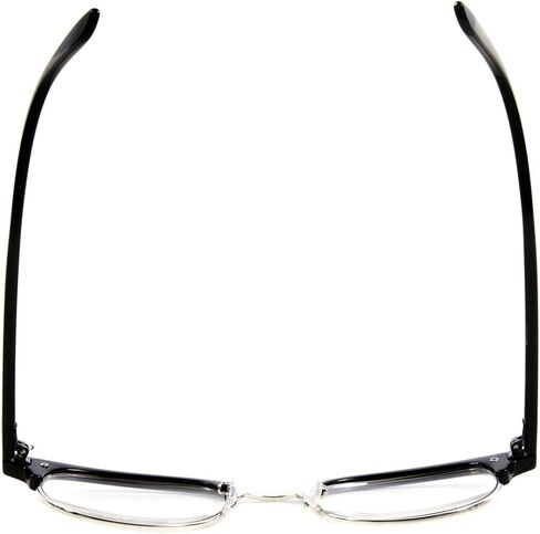 Vintage Inspired Classic Half Frame Horn Rimmed Clear Lens Glasses (Black-Silver) in Kuwait