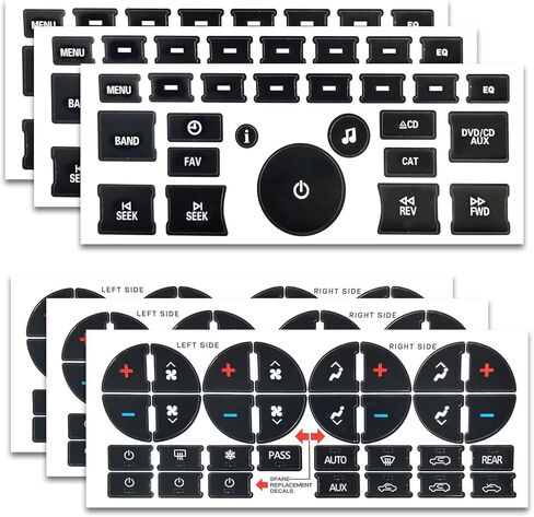 2 PCS AC Dash Button Repair Kit, Best for Fixing Ruined Faded AC & Radio Control Buttons Decal Stickers Replacement, Vehicle Interior Accessories for Car SUV Van Truck in Kuwait