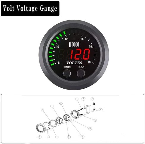 مجموعة قياس ضغط الزيت العالمية 2-1/16 بوصة (52 مم) 150 رطل لكل بوصة مربعة - شاشة عرض رقمية باللون الأحمر مع مستشعر إلكتروني 1/8NPT - لمجموعات قياس سيارات القوارب البحرية والسيارات والشاحنات in Kuwait