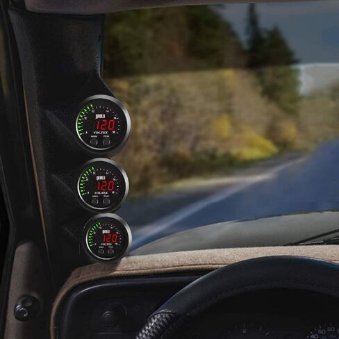 مجموعة قياس ضغط الزيت العالمية 2-1/16 بوصة (52 مم) 150 رطل لكل بوصة مربعة - شاشة عرض رقمية باللون الأحمر مع مستشعر إلكتروني 1/8NPT - لمجموعات قياس سيارات القوارب البحرية والسيارات والشاحنات in Kuwait