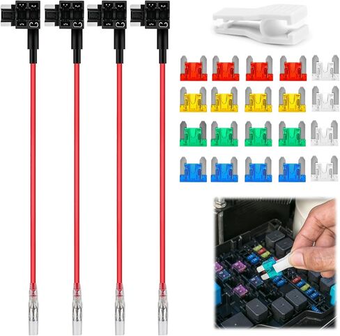 Fuse Tap Automotive 12V, 4 Types Car Add a Circuit Fuse Tap, Standard Mini Micro2 and Low Profile Mini Fuse Taps, 12V ATO ATC ATM APM Fuse Holder Jumper for Cars Trucks Boats (Mini) in Kuwait