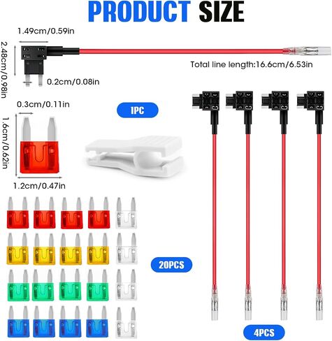 Fuse Tap Automotive 12V, 4 Types Car Add a Circuit Fuse Tap, Standard Mini Micro2 and Low Profile Mini Fuse Taps, 12V ATO ATC ATM APM Fuse Holder Jumper for Cars Trucks Boats (Mini) in Kuwait