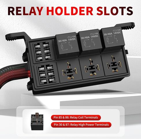 12V Fuse Relay Box 6 Way Relay Fuse Box Pre-Wired Waterproof Relay Box with 6 Relays and 12 ATC/ATO Fuses Relay Panel for Automotive Car Marine Boat in Saudi Arabia