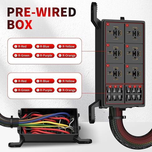 12V Fuse Relay Box 6 Way Relay Fuse Box Pre-Wired Waterproof Relay Box with 6 Relays and 12 ATC/ATO Fuses Relay Panel for Automotive Car Marine Boat in Saudi Arabia