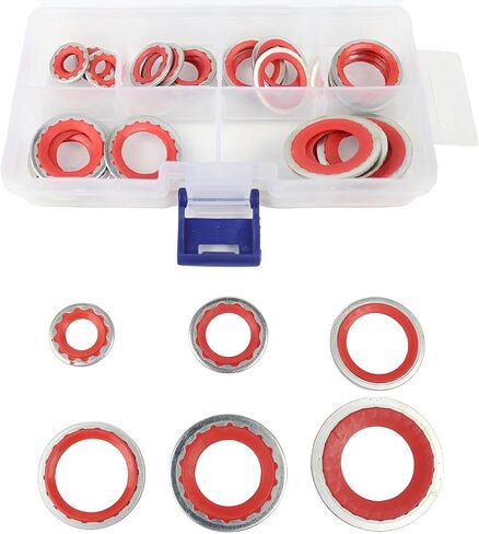 1 PC Air Conditioner Compressor Port Sealing Gasket Kit, Durable High Temperature A/C Gasket Combination, Screw Washer Repair Box, Compatible with Buick Cars (Red) in Saudi Arabia