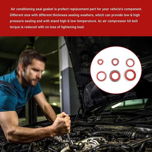 1 PC Air Conditioner Compressor Port Sealing Gasket Kit, Durable High Temperature A/C Gasket Combination, Screw Washer Repair Box, Compatible with Buick Cars (Red) in Saudi Arabia