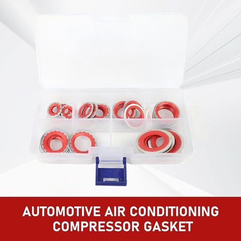 1 PC Air Conditioner Compressor Port Sealing Gasket Kit, Durable High Temperature A/C Gasket Combination, Screw Washer Repair Box, Compatible with Buick Cars (Red) in Saudi Arabia