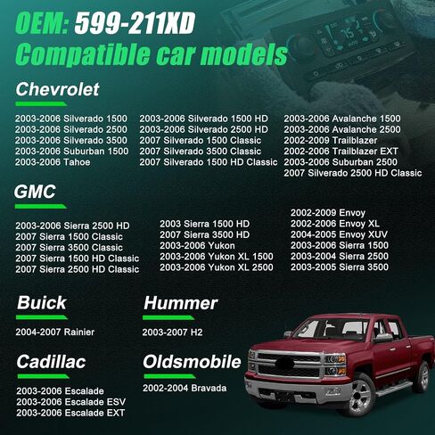 599-211XD A/C Heater Climate Control Module for Hummer H2 Chevy Silverado Trailblazer Avalanche Suburban, GMC Sierra Envoy Yukon, Cadillac Escalade Rainer Replace 10367041,10367042,10399657 in Saudi Arabia