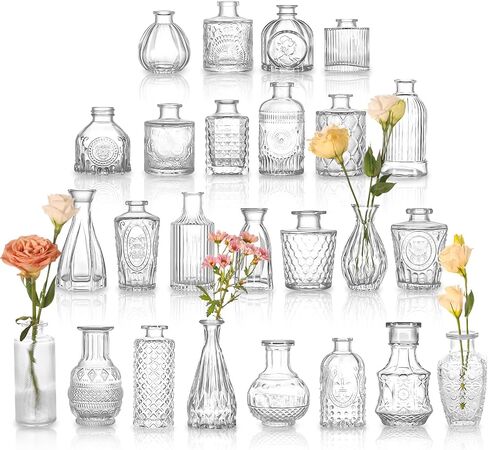 Glass Bud Vases Set of 4, 4 Sizes of Small Flower Vase for Party or Home Table Decorations in Saudi Arabia