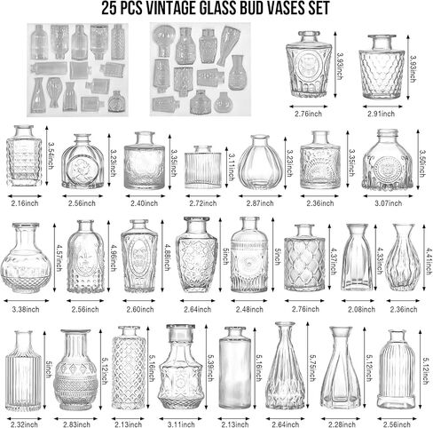 Glass Bud Vases Set of 4, 4 Sizes of Small Flower Vase for Party or Home Table Decorations in Saudi Arabia