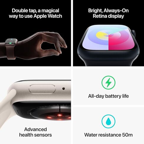 Apple Watch Series 9 [GPS 45mm] Midnight Aluminum Case with Midnight Sport Band M/L (Renewed) in Kuwait