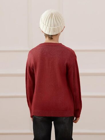 Haloumoning Boys Cable Knit Cardigans Kids V Neck Long Sleeve Button Down Sweater Coat Fall Winter Outfits 5-14 Years in Saudi Arabia