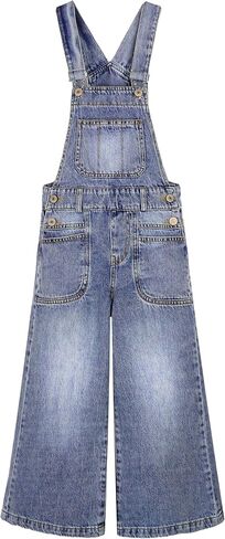 KIDSCOOL SPACE Girls Denim Overalls, Little Big Kids' Jean Dungarees Pants in Kuwait