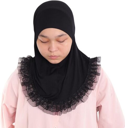 MuLanLegend حجاب دانتيل قطن | الأميرة نور وشاح سارونج | وشاح سهل الارتداء فوري للفتيات والأطفال | خفيفة الوزن ومريحة in Kuwait