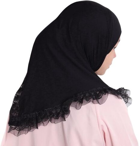 MuLanLegend حجاب دانتيل قطن | الأميرة نور وشاح سارونج | وشاح سهل الارتداء فوري للفتيات والأطفال | خفيفة الوزن ومريحة in Kuwait