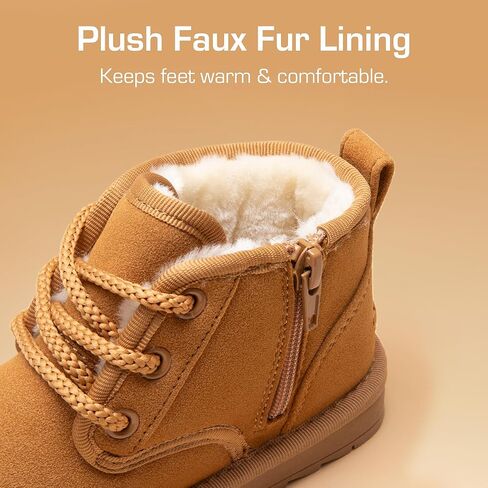DREAM PAIRS Toddler Boots Kids Boys Girls Winter Zipper Warm Faux Fur FuzzyGo Kid's Cozy Walking Ankle Boots in Kuwait
