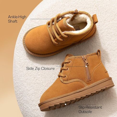 DREAM PAIRS Toddler Boots Kids Boys Girls Winter Zipper Warm Faux Fur FuzzyGo Kid's Cozy Walking Ankle Boots in Kuwait