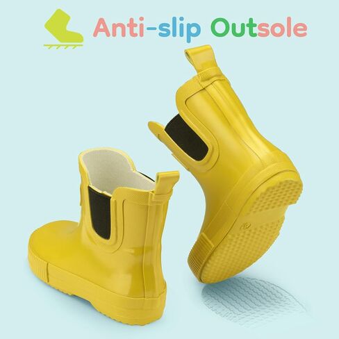 HISEA Kids Ankle Rain Boots Waterproof Deck Rubber Shoes for Boys Girls (Toddler/Little Kid/Big Kid) in Kuwait