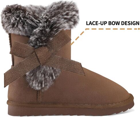 K KomForme Girls Kids Snow Boots Warm Fur Lined Slip On Outdoor Winter Shoes Lightweight Comfy（Little/Big Kids） in Kuwait