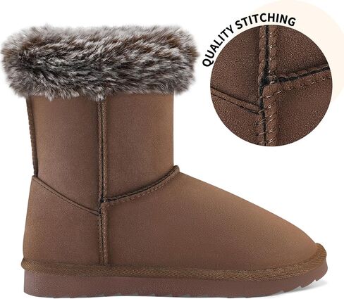 K KomForme Girls Kids Snow Boots Warm Fur Lined Slip On Outdoor Winter Shoes Lightweight Comfy（Little/Big Kids） in Kuwait