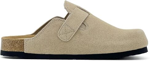 قباقيب rosyclo للنساء والرجال، جلد سويدي مزود بخطاف وحلقة مريحة ووسادة قدم من الفلين قابلة للتعديل للنساء، شباشب منزلية تسد أحذية البطاطس مع دعم القوس in Kuwait