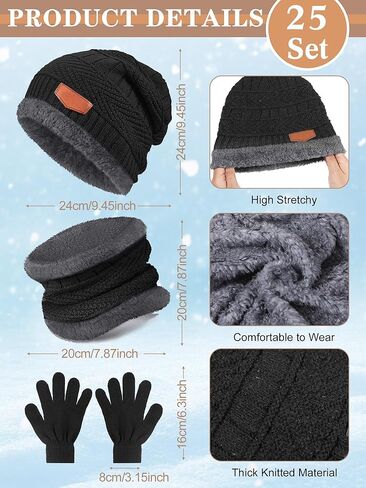 Toulite 75 Pcs Kids Winter Beanies Gloves Scarf Bulk for Boys Girls,Warm Fleece Lining Hats Gloves Neck Warmer Homeless Gift in Kuwait