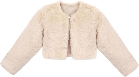 Lilax Girls Cozy Faux Fur Bolero Shrug Long Sleeve Crew Neck Dress Coat in Saudi Arabia