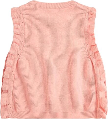 MakeMeChic Girl's Sleeveless Sweater Vest Round Neck Ruffle Trim Knitted Pullover Tops in Saudi Arabia