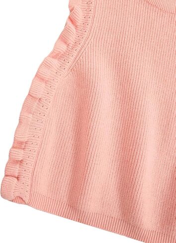 MakeMeChic Girl's Sleeveless Sweater Vest Round Neck Ruffle Trim Knitted Pullover Tops in Saudi Arabia