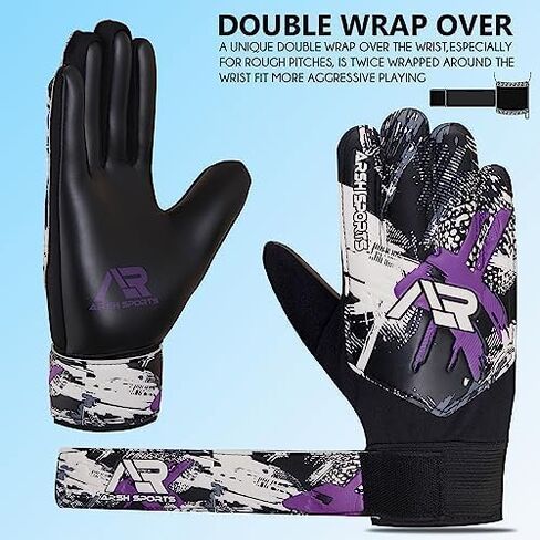 Arsh Sports Soccer Goalie Gloves, Football Goalkeeper Gloves for Kids Boys Youth Children Double Wrist & Finger Spine Protection Along 4mm Super Grip Palm in Kuwait