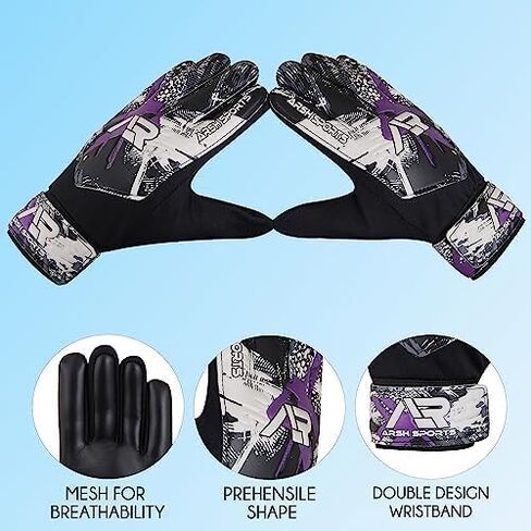 Arsh Sports Soccer Goalie Gloves, Football Goalkeeper Gloves for Kids Boys Youth Children Double Wrist & Finger Spine Protection Along 4mm Super Grip Palm in Kuwait