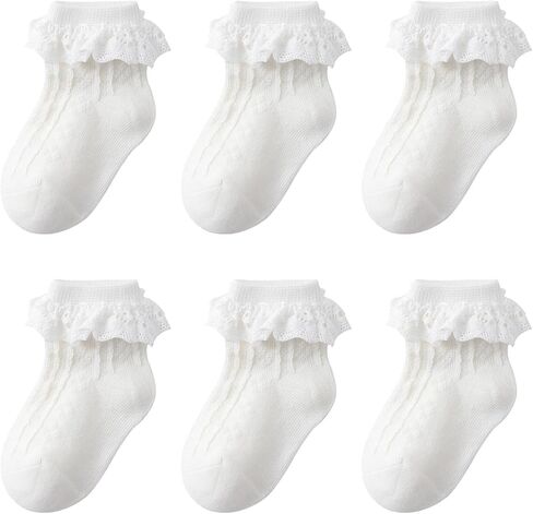 Zumou Toddler Lace Socks Girls Ruffle Eyelet Frilly Princess for Baby Little Kids in Saudi Arabia