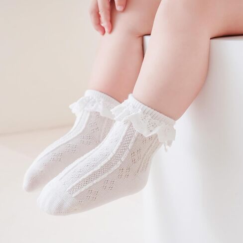 Zumou Toddler Lace Socks Girls Ruffle Eyelet Frilly Princess for Baby Little Kids in Saudi Arabia