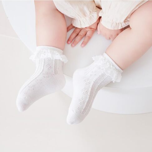 Zumou Toddler Lace Socks Girls Ruffle Eyelet Frilly Princess for Baby Little Kids in Saudi Arabia