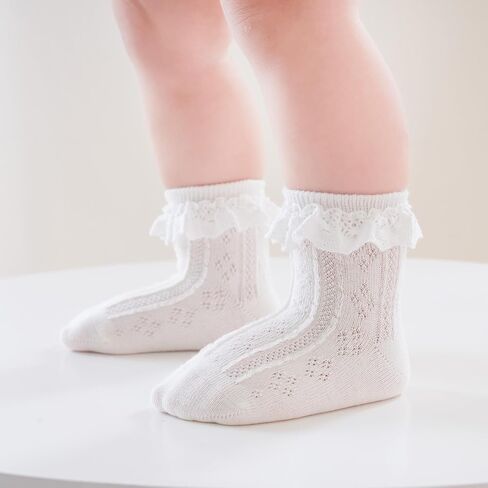 Zumou Toddler Lace Socks Girls Ruffle Eyelet Frilly Princess for Baby Little Kids in Saudi Arabia