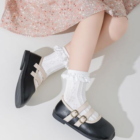 Zumou Toddler Lace Socks Girls Ruffle Eyelet Frilly Princess for Baby Little Kids in Saudi Arabia