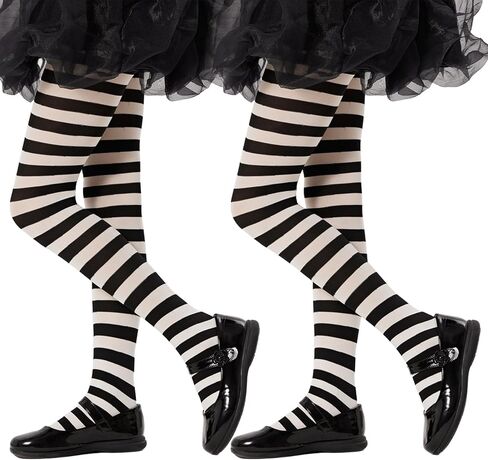 Yilanmy Girls Colored Striped Tights Toddler Witch Tights Kids 2 Pairs Halloween Christmas Stockings in Saudi Arabia