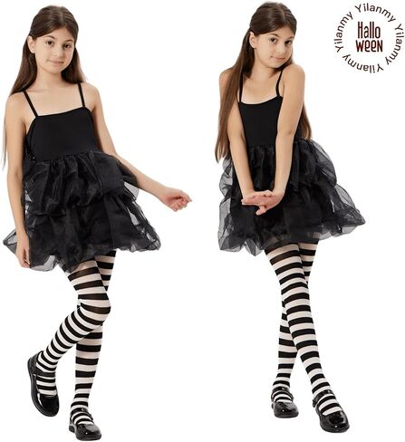 Yilanmy Girls Colored Striped Tights Toddler Witch Tights Kids 2 Pairs Halloween Christmas Stockings in Saudi Arabia