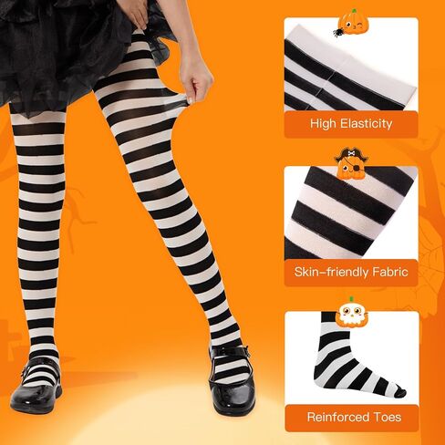Yilanmy Girls Colored Striped Tights Toddler Witch Tights Kids 2 Pairs Halloween Christmas Stockings in Saudi Arabia