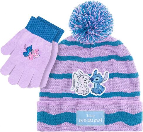 Disney Lilo and Stitch Kids Beanie Hat and Glove Set for Girls – Blue Stitch Hat for Girls Ages 5-13 in Saudi Arabia
