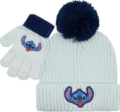 Disney Lilo and Stitch Kids Beanie Hat and Glove Set for Girls – Blue Stitch Hat for Girls Ages 5-13 in Saudi Arabia