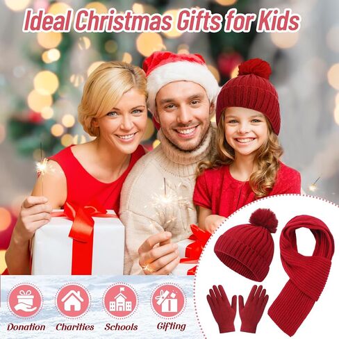 JaGely Kids قبعة الشتاء قفازات وشاح مجموعة متماسكة بوم قبعة صغيرة قفازات الأوشحة مجموعة الشتاء الدافئة لمدة 5-10 بنين بنات الطقس البارد in Kuwait
